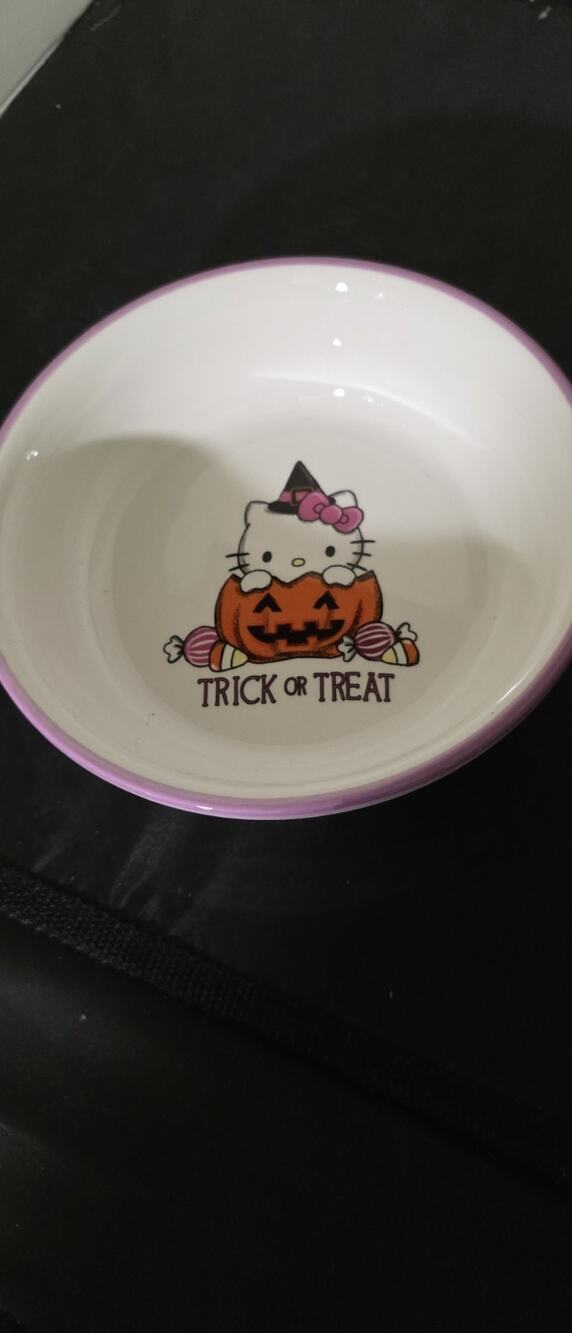 New Hello Kitty Ceramic Halloween Trick or Treat Dog Cat Food Water 5" Bowl